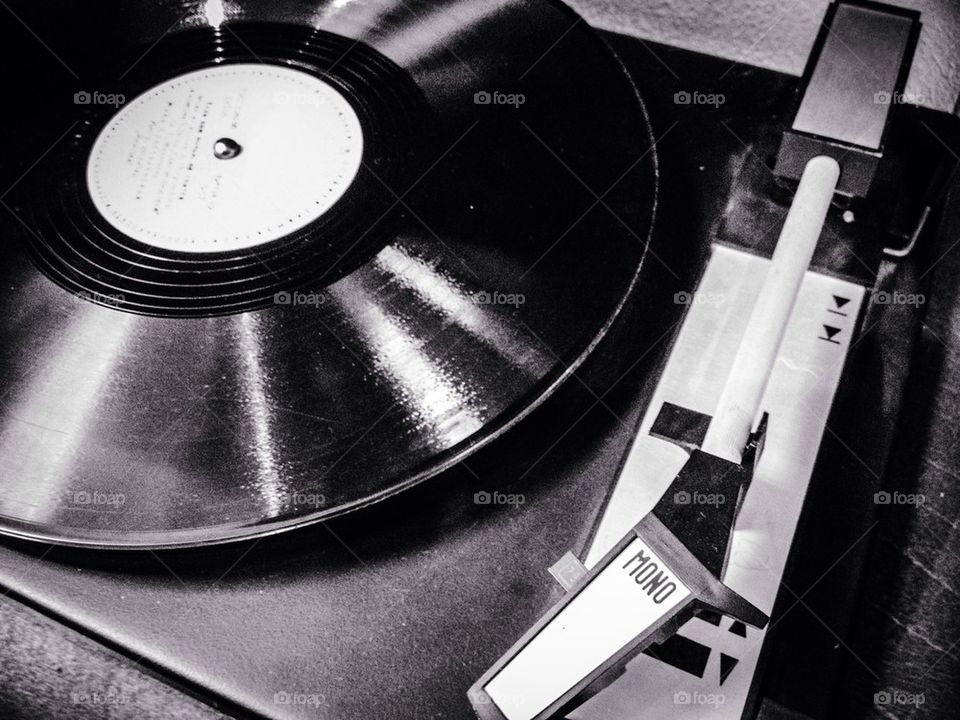 Retro turntable with vinyl record