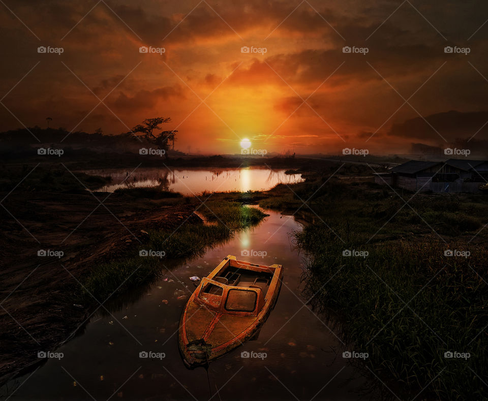 sunset at sambutan river