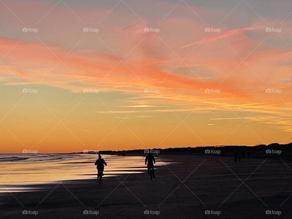 Beach Bikers at Sunset