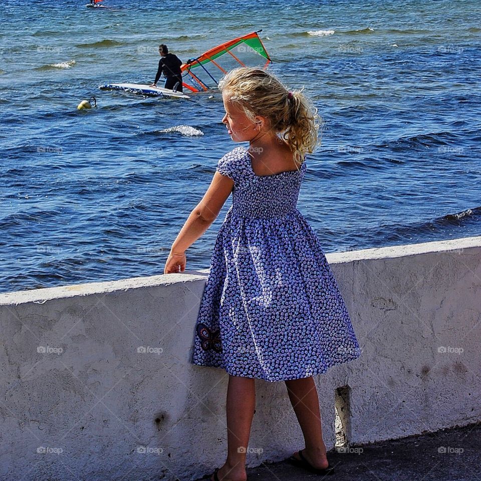 Girl in blue dress