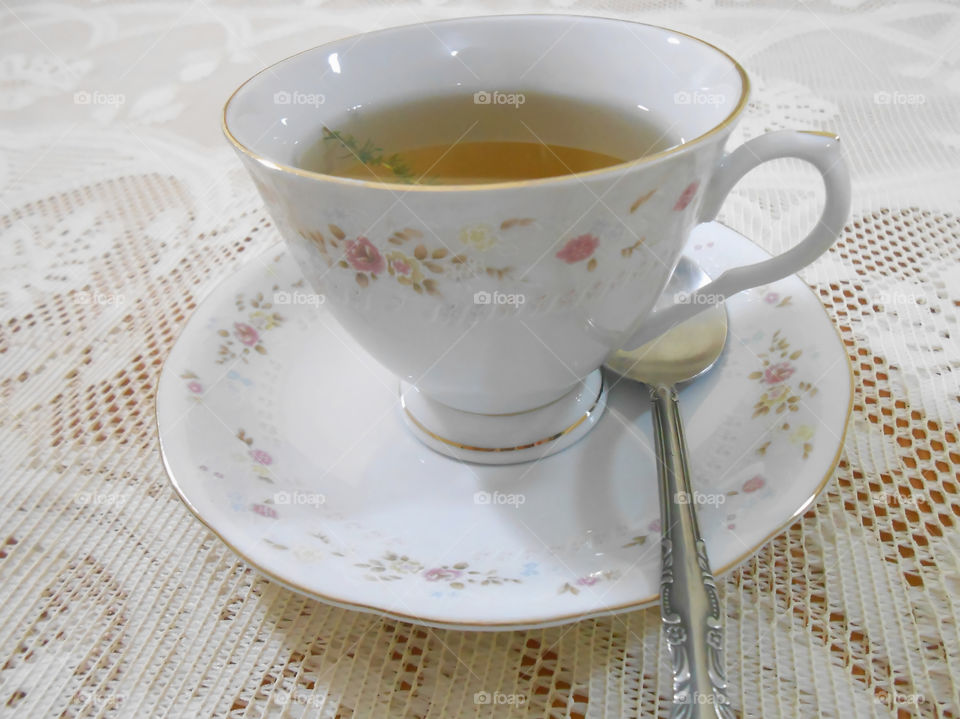 Cup of warm thyme tea