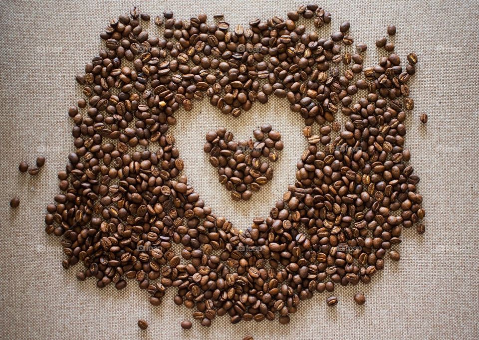 Coffee Heart On A Textile Background