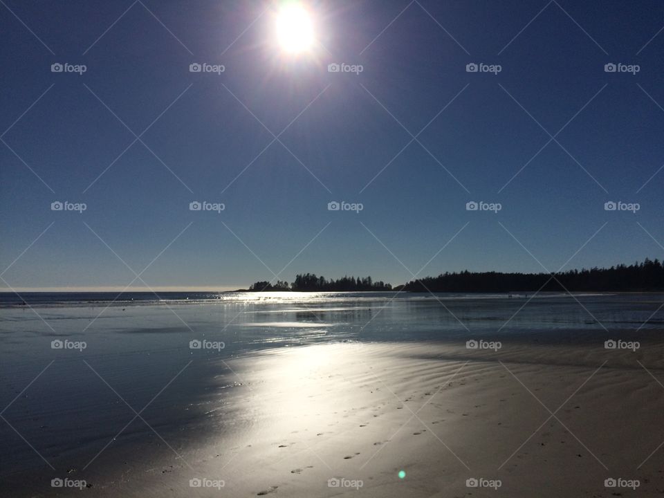 Sunlight reflected over sea