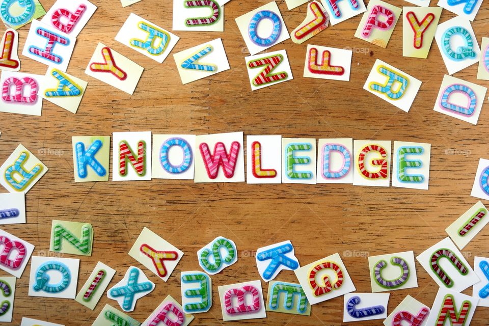 the word knowledge. the word knowledge spelled in colorful letters