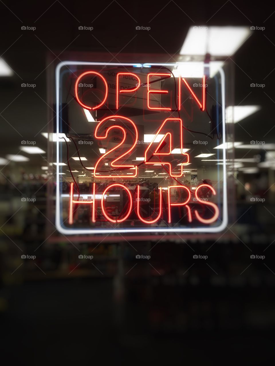 Open 24 hours neon sign