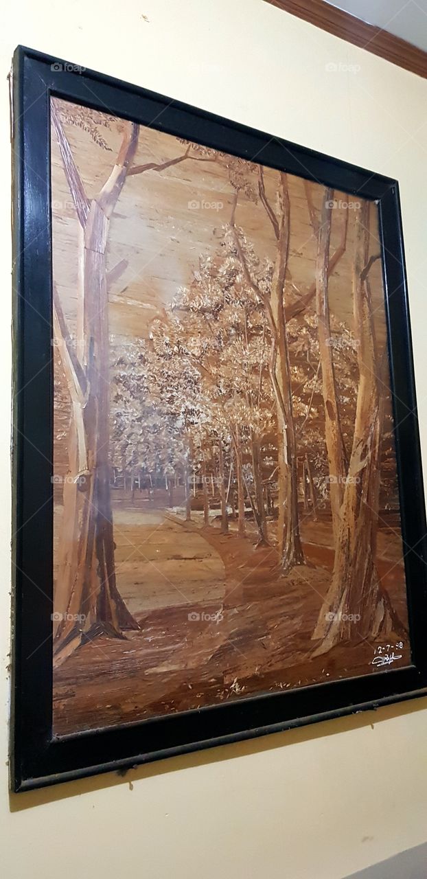 paintings made of banana tree midrib, my father's work
