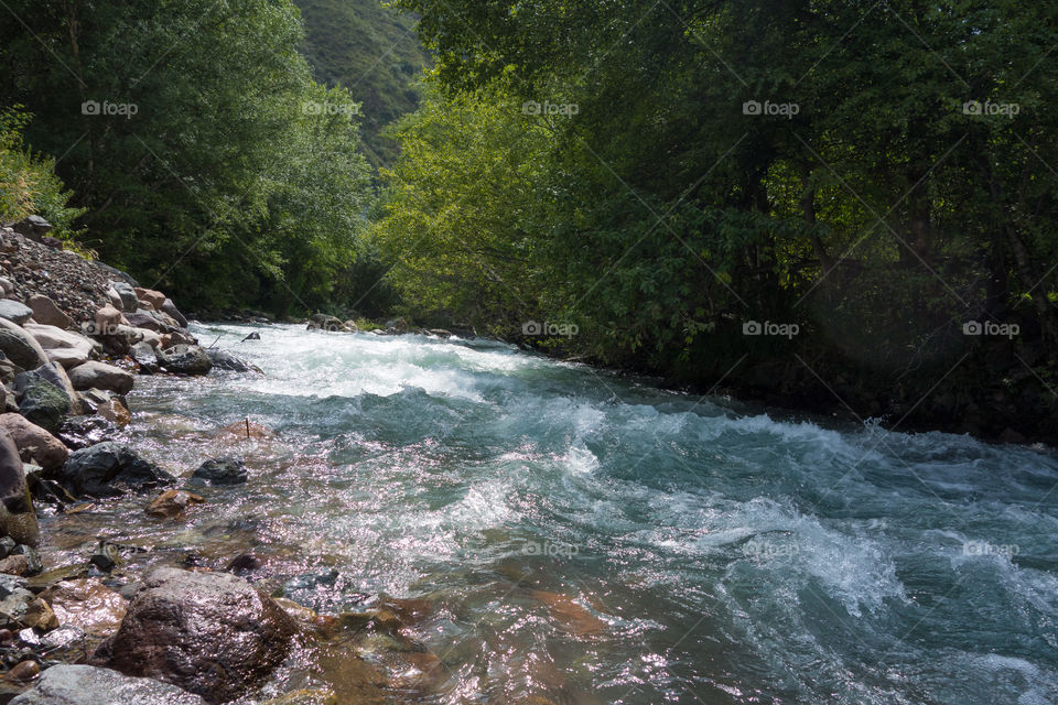 Mountain river in Turgen Gorge near Almaty, Kazakhstan