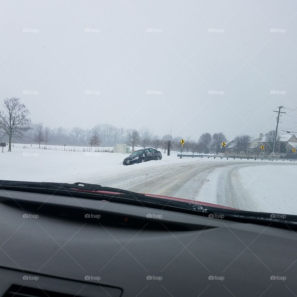 cars at snow roads