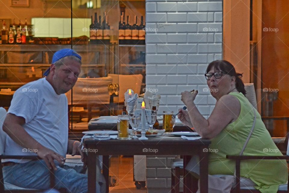 tourists in a restaurant