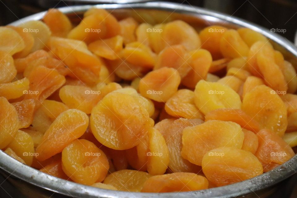 Dried apricots in a bowl