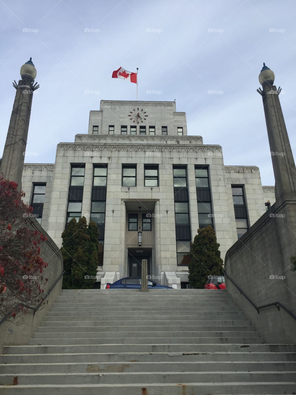 View of Vancouver City Hall from Cambie Street in British Columbia 