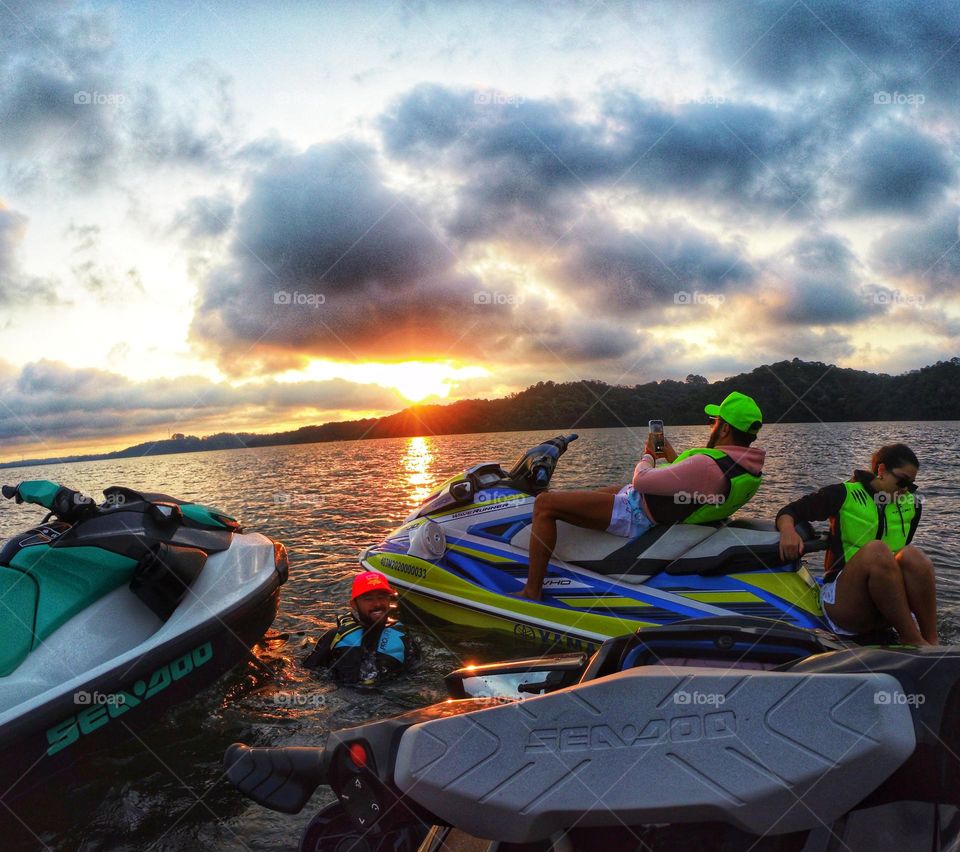 jet ski and sunset