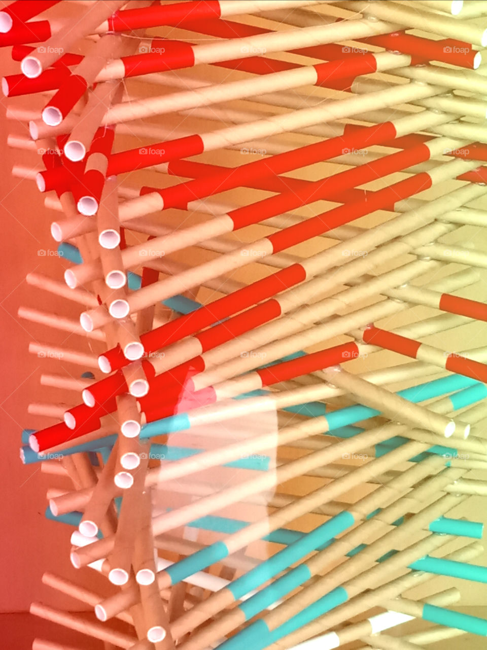 abstract structure in blue and red made with sticks