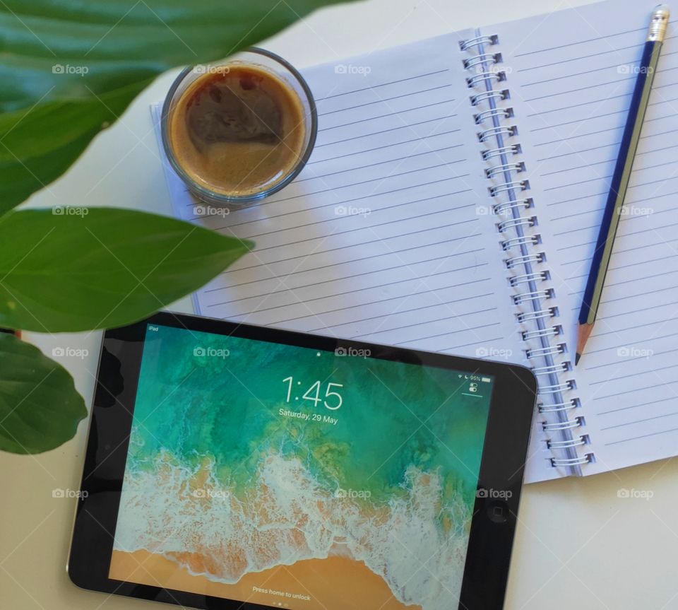 Working at home with Apple iPad mini.