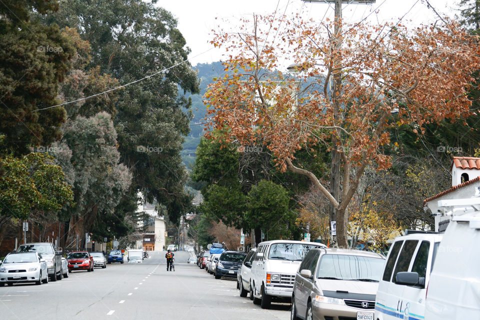 Street, cars, mountains