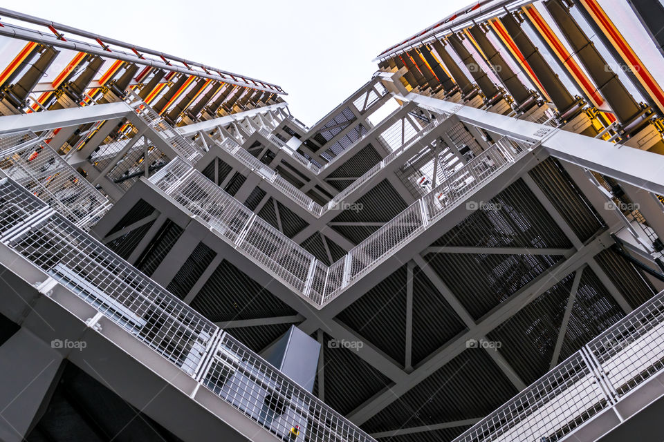top of the shard. looking up at the top of the shard building in London