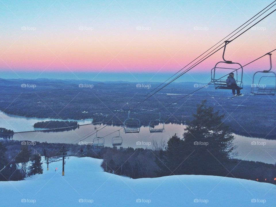 Skiing in the Sunset