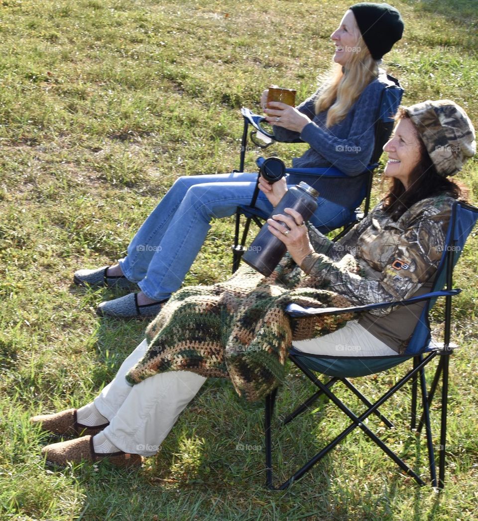 Friends enjoying a crisp autumn day