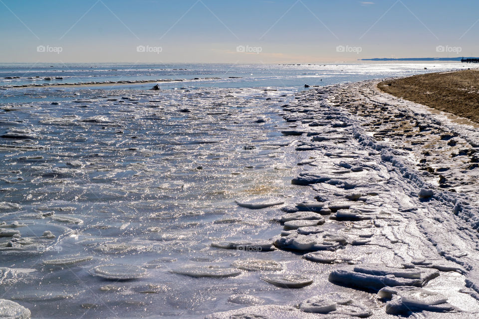 Frozen beach on Chesapeake Bay