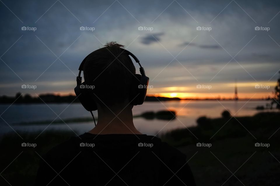 Silhouette at the sunset