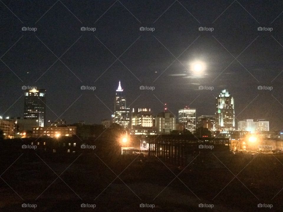 Raleigh, NC skyline as viewed from the Boylan Street bridge. 