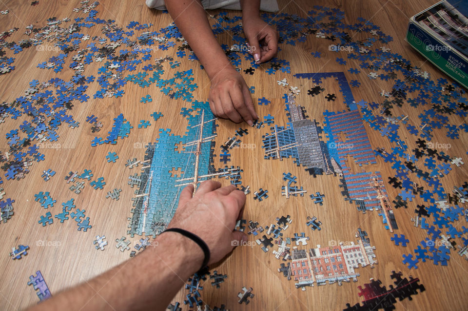 Working together on a puzzle