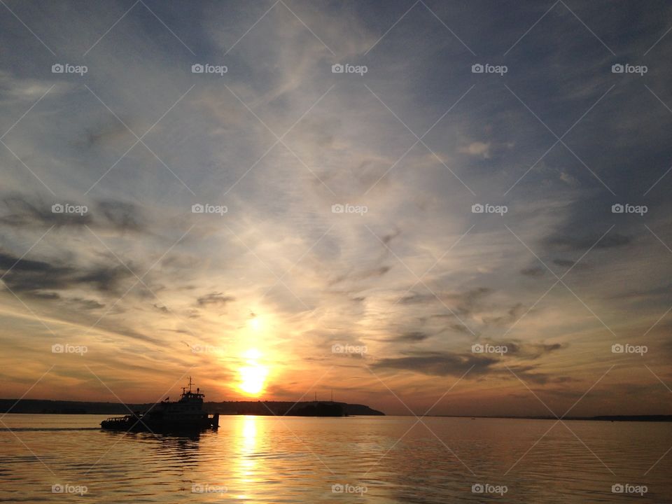 Sunset at Volga river 