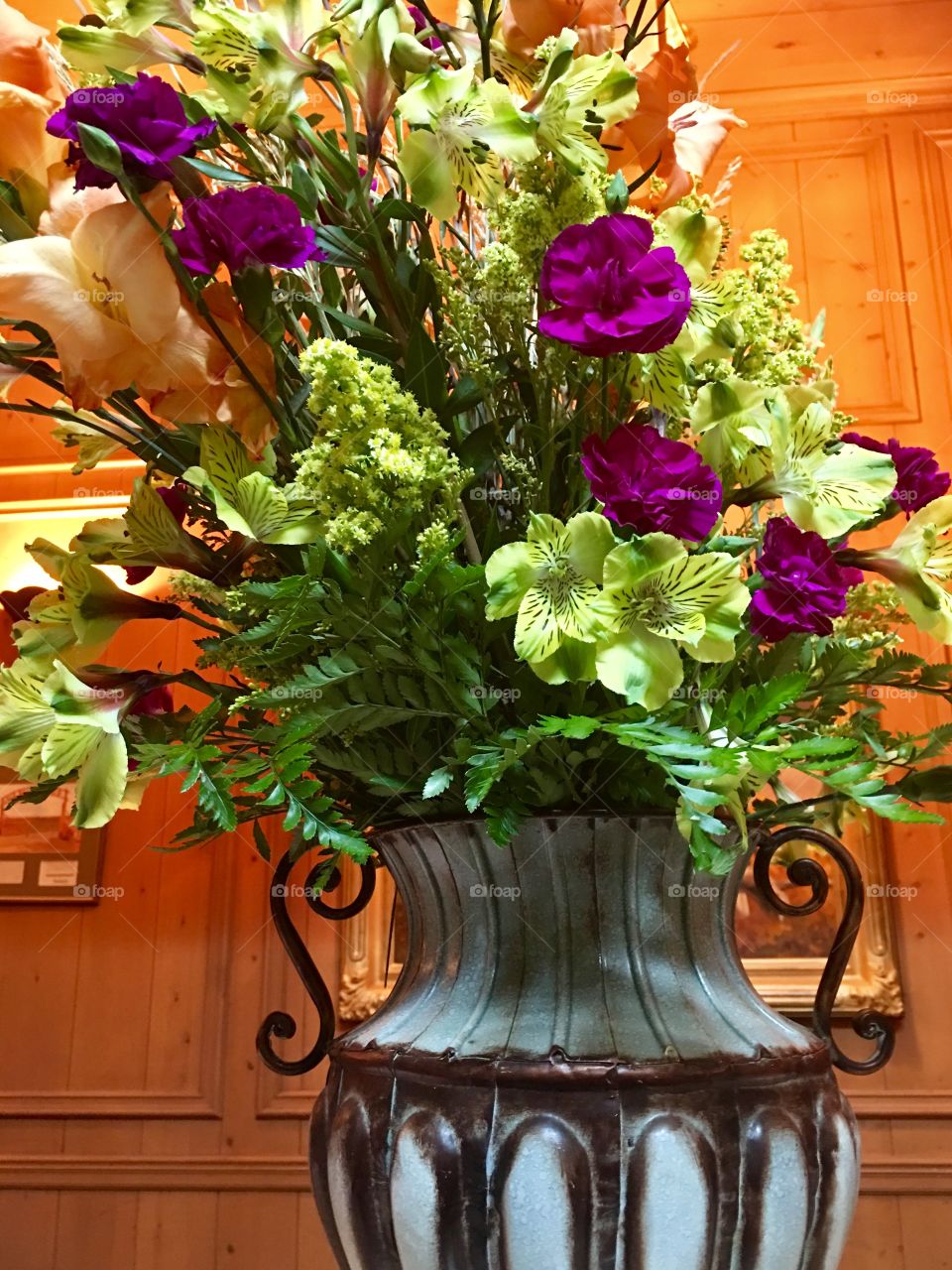 Green magenta and Peach Colored Bouquet 