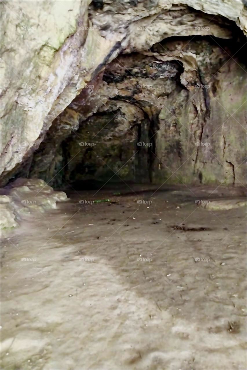 This is the entrance to the “Steinkirche”, the “Stone Church” near “Scharzfeld”, “Harz”, “Saxony-Anhalt” in former “East Germany”. It is a large cave and legend has it that ages ago a wise woman and healer lived inside. 2024. Hypnotic Productions