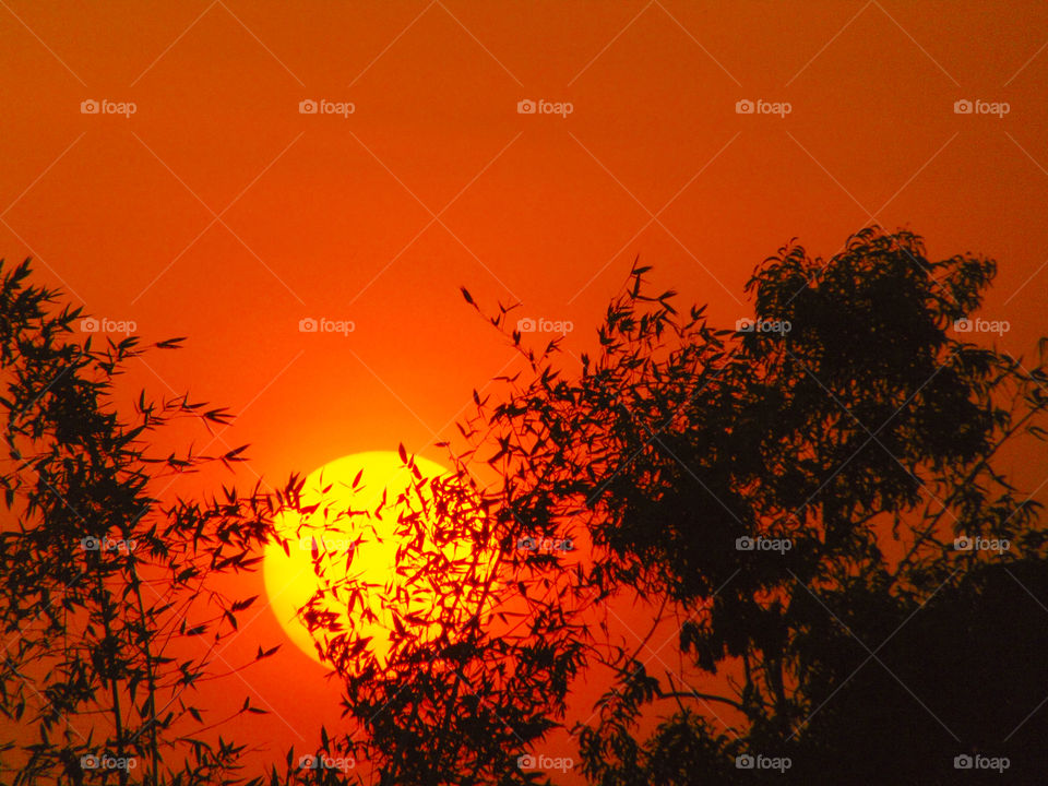 A moment when the weary sun slowly enters sleep