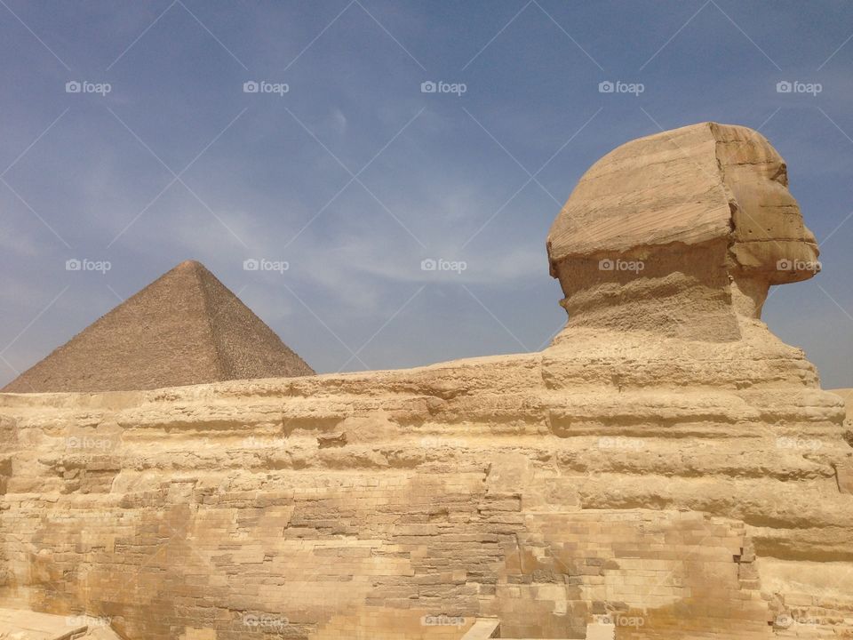 The Sphinx . The pyramid and Sphinx in Egypt 
