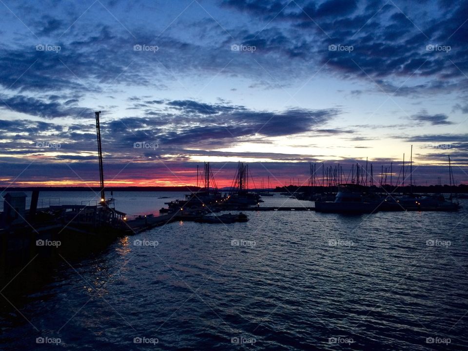 Early to rise. Sunrise on Monty's Bay marine