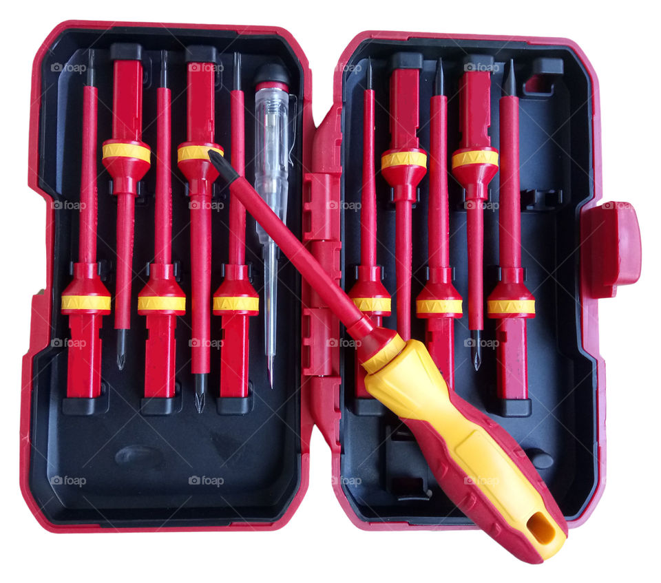 Set of  screwdrivers with removable handle