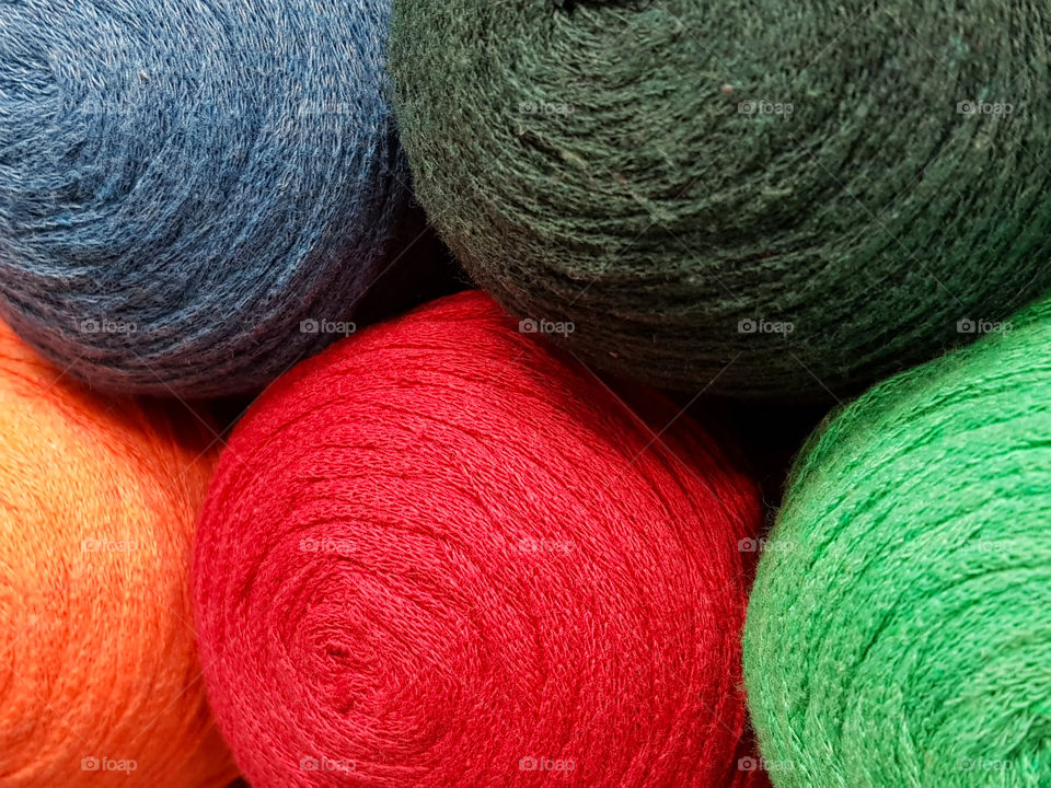 multi-colored balls of yarn