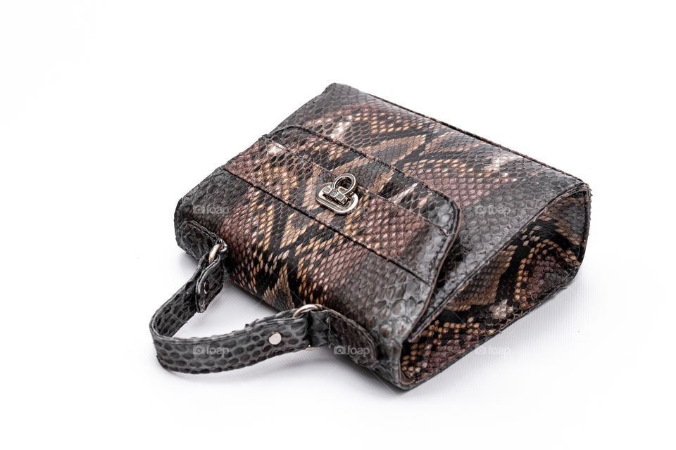 Bag made of python skin.  Handwork.