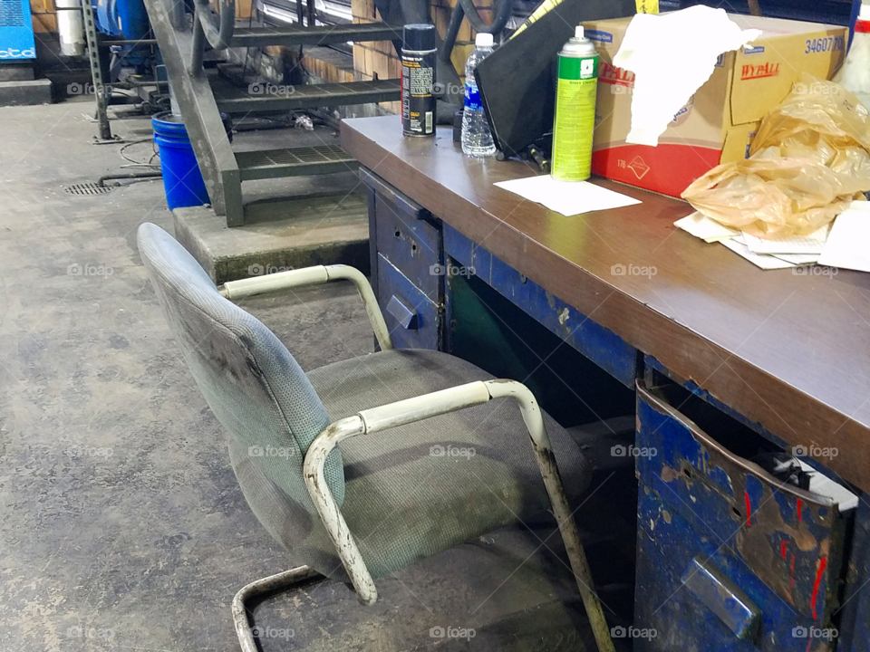 A workplace, broken down from years and years of use but still going strong