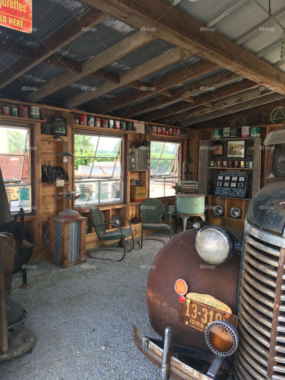 View of traditional 1950s mechanic shop