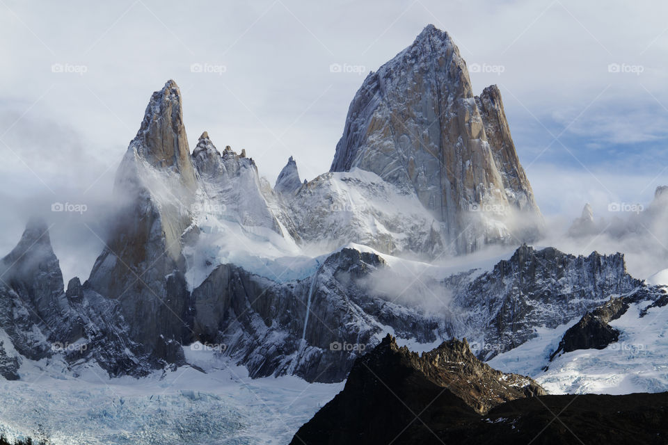 Winter nature - Fitz roy mountain near El Chalten in Patagonia Argentina.