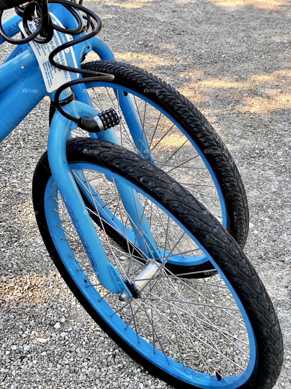 Twin blue bicycles 