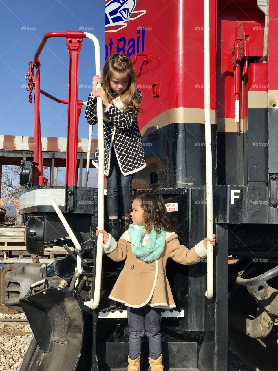 Children taking the train