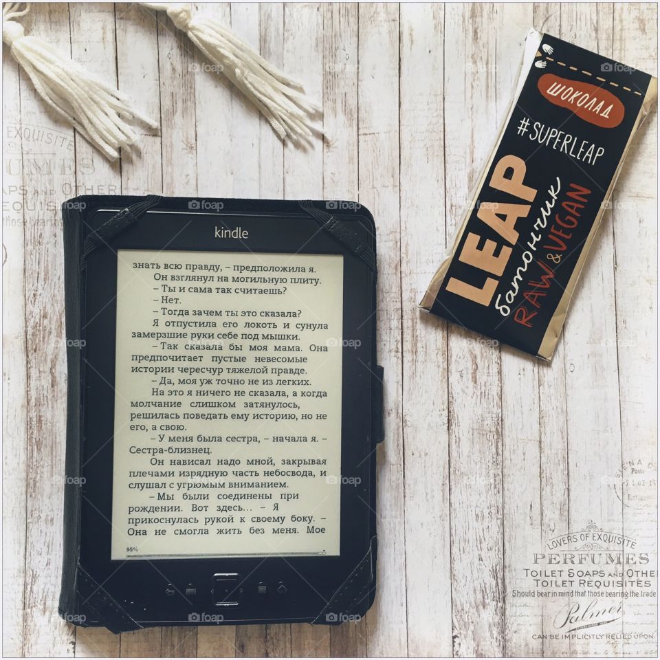 Amazon kindle book with chocolate