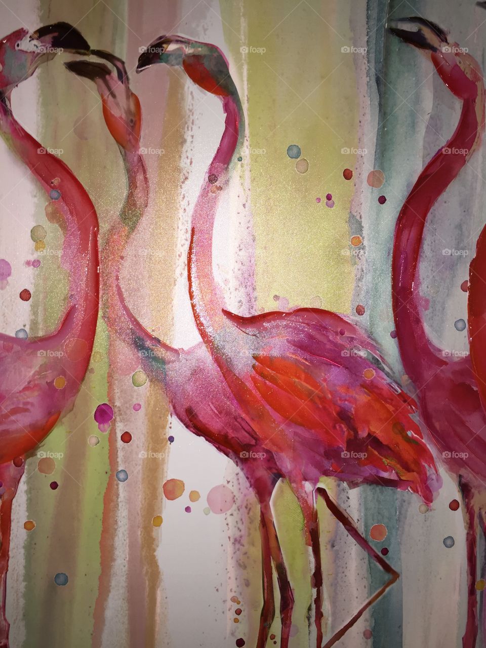 Flamingos on canvas 