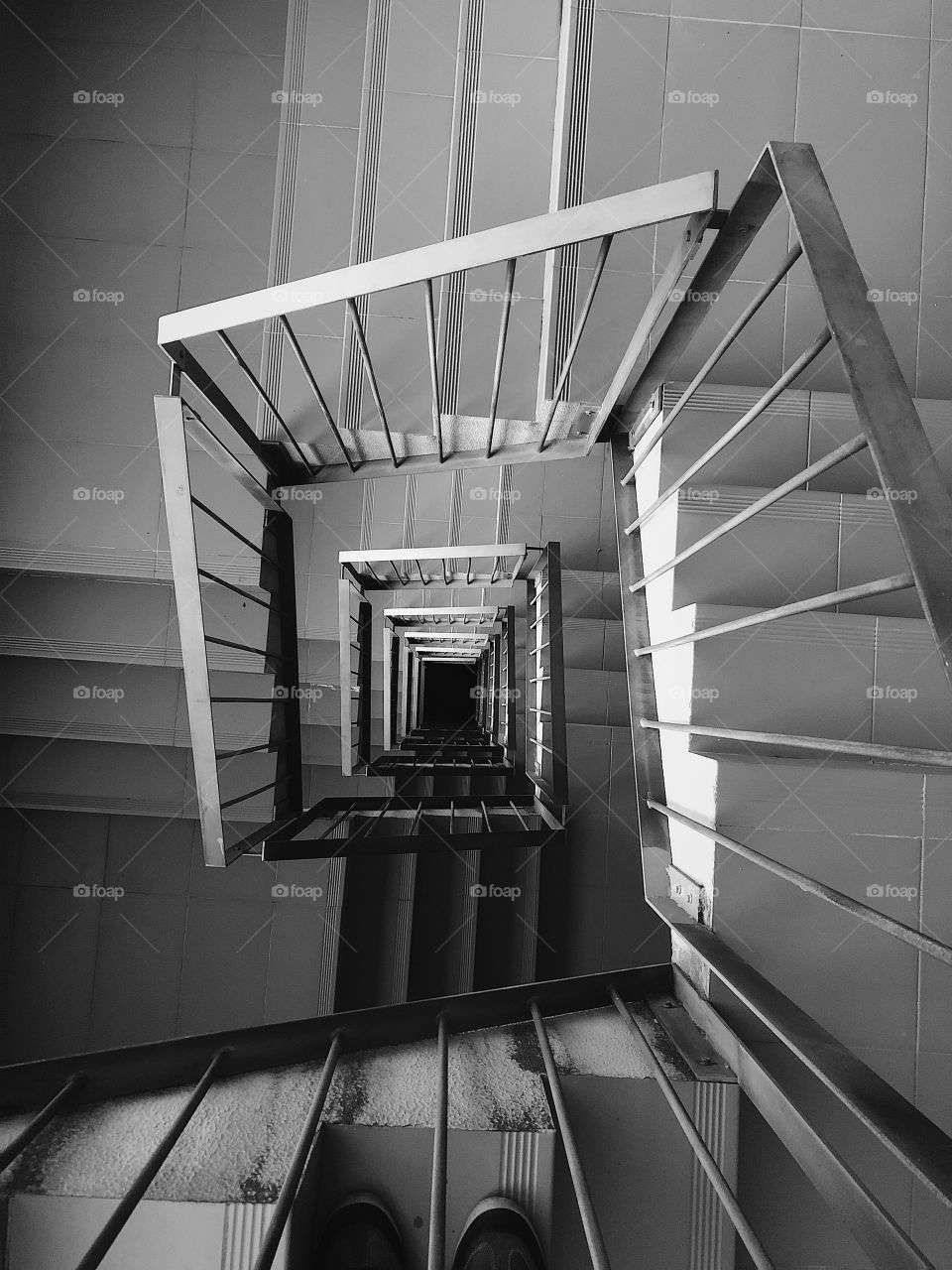 Amazing Black and white stairs of a building 