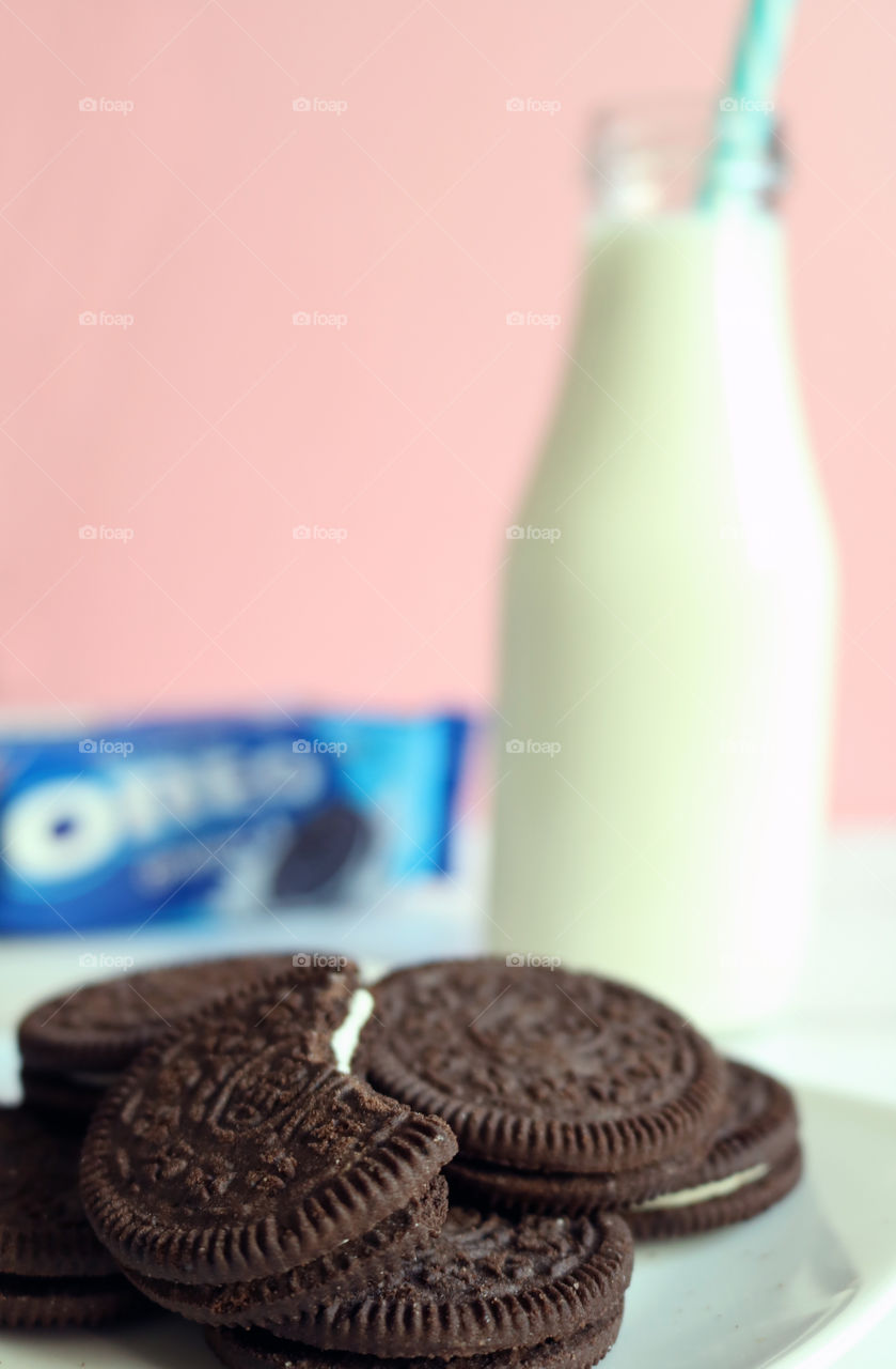 Oreo Cookie Monster and milk