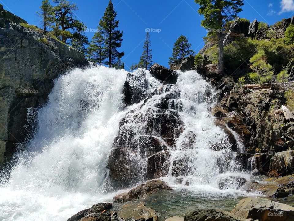 springtime waterfall in the Sierras