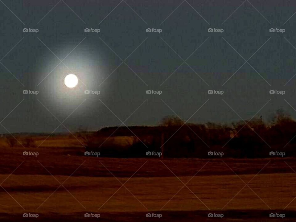 Full moon over the desert