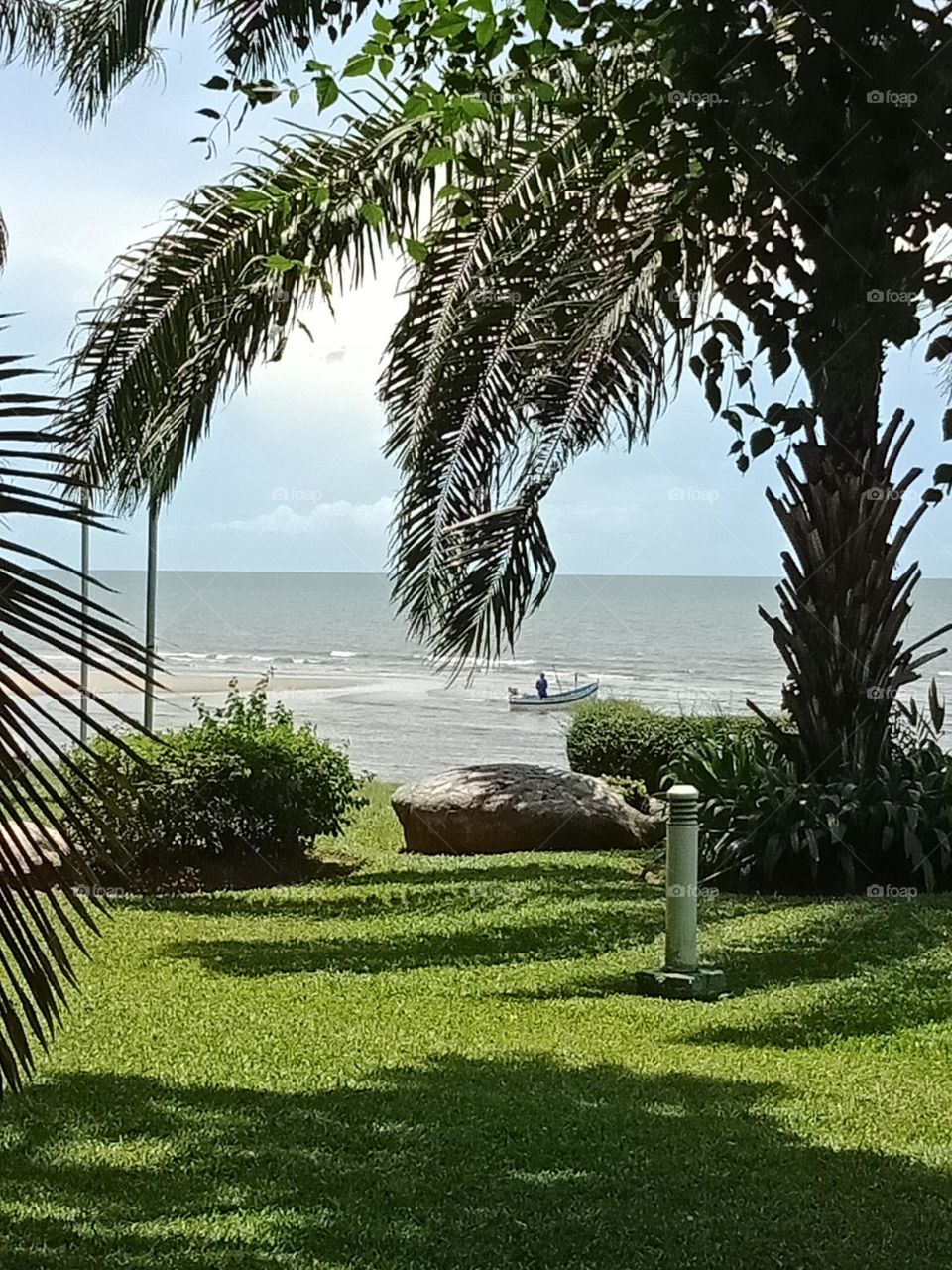 Small fishing boat in hot sunny day