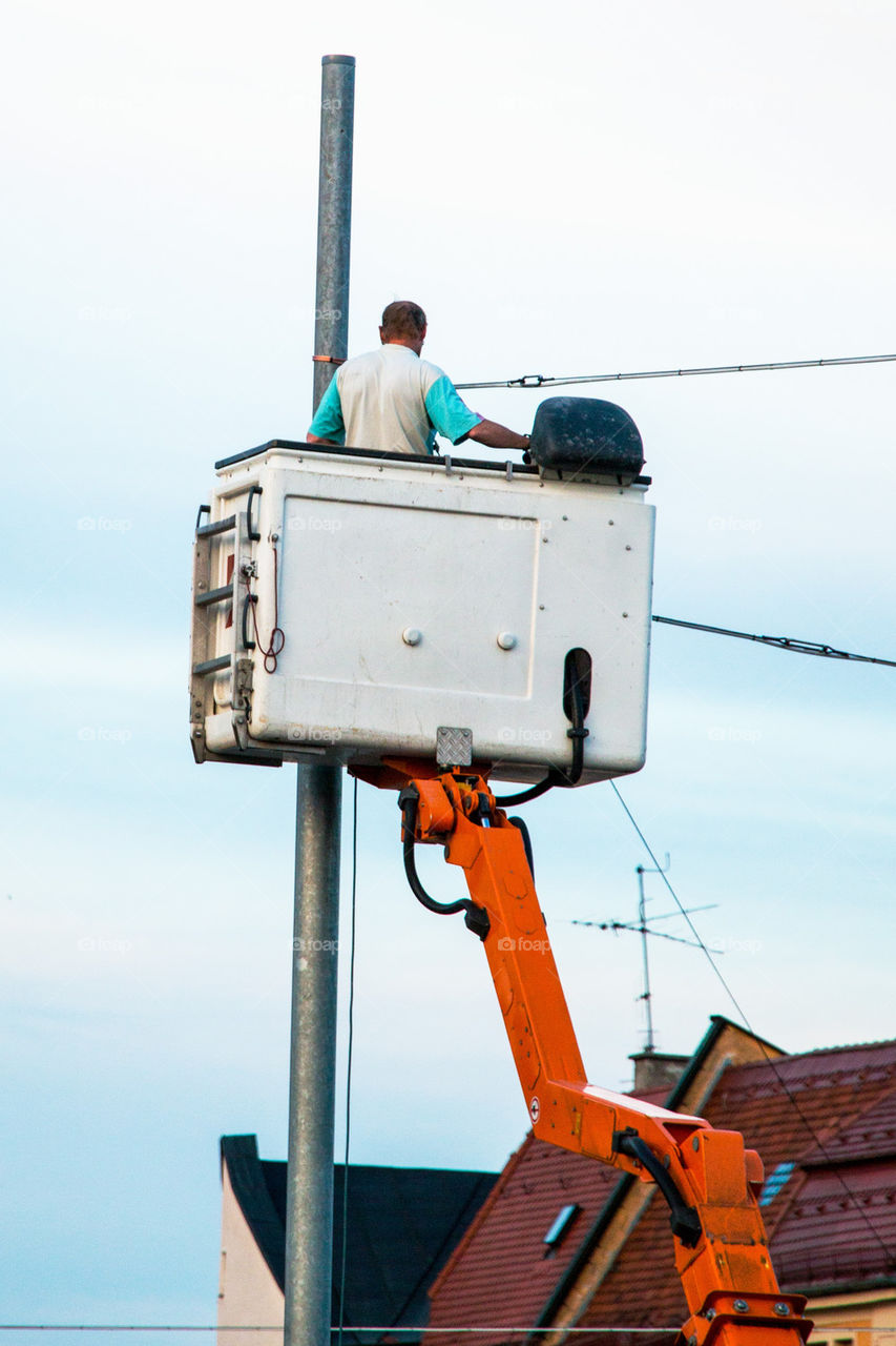 Man working in a crane