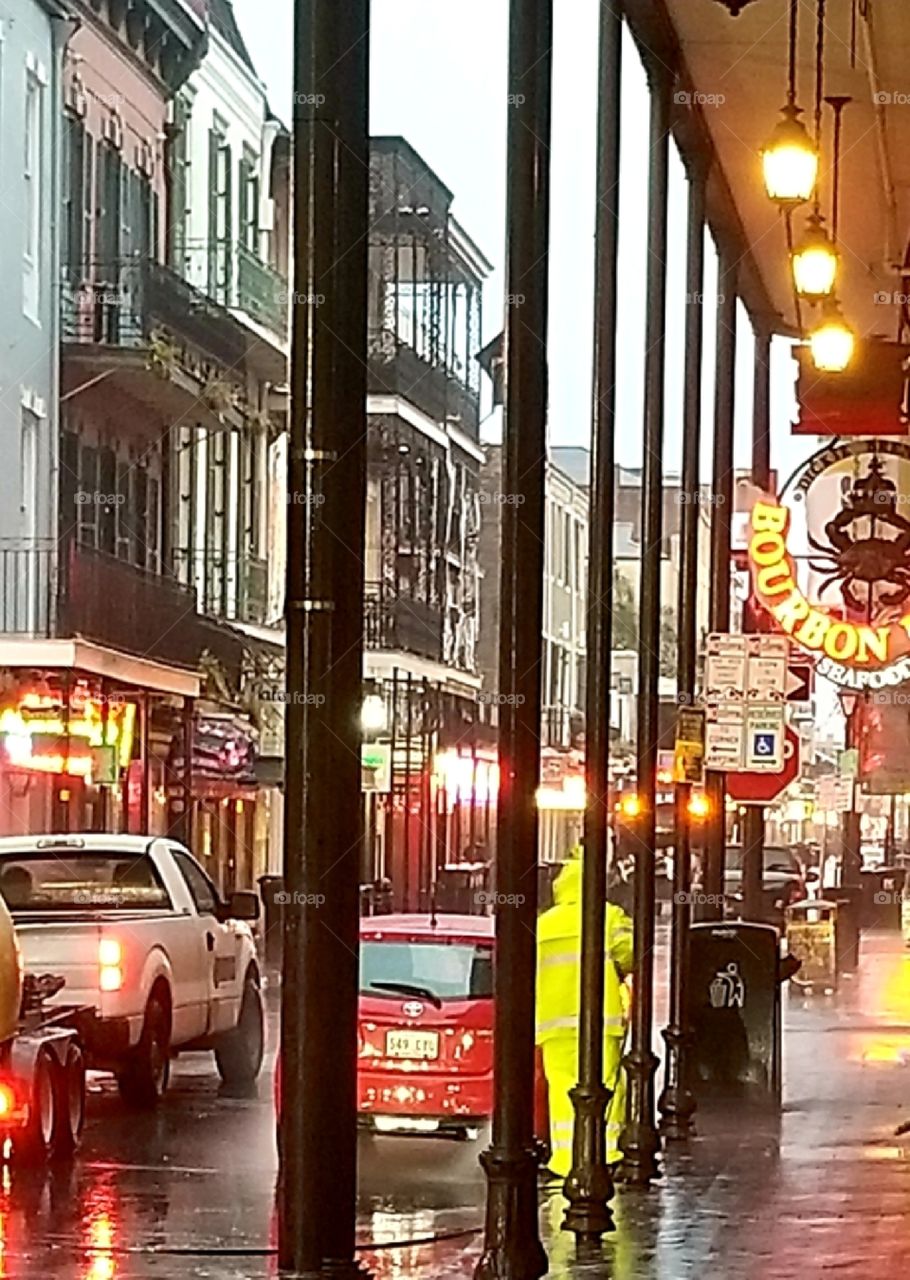 New Orleans on a rainy morning in October,  very cool strange city.