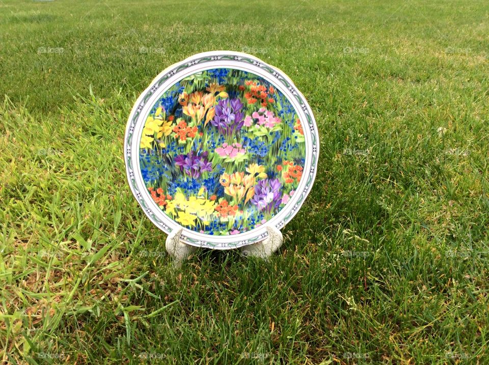 Seamless Transition!. My grandmother's old plate creating an instant garden effect